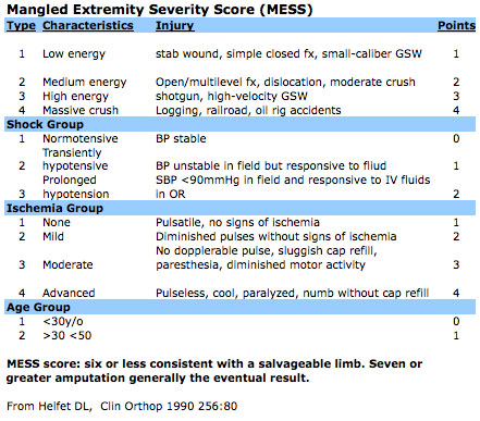 Mangled Extremity Severity Score image